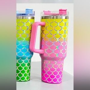 Yellow And Pink 40oz Mermaid Tumbler